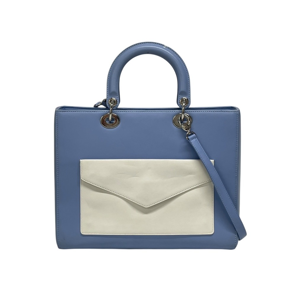 Dior Leather Handbag Black Christian Blue issimo